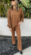 Camel Ribbed Knit Flare