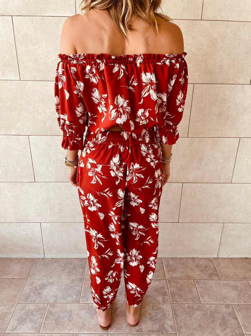 2 Piece Rust Floral Set