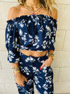 2 Piece Navy Floral Set