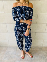 2 Piece Navy Floral Set