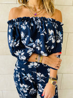 2 Piece Navy Floral Set