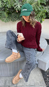 Burgundy Cableknit Pullover