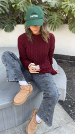 Burgundy Cableknit Pullover