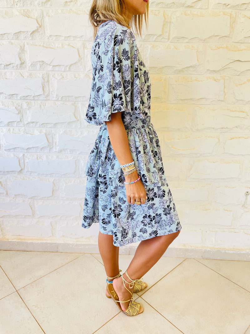 Mint Floral Ruffle Dress