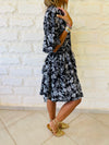 Black Floral Ruffle Dress