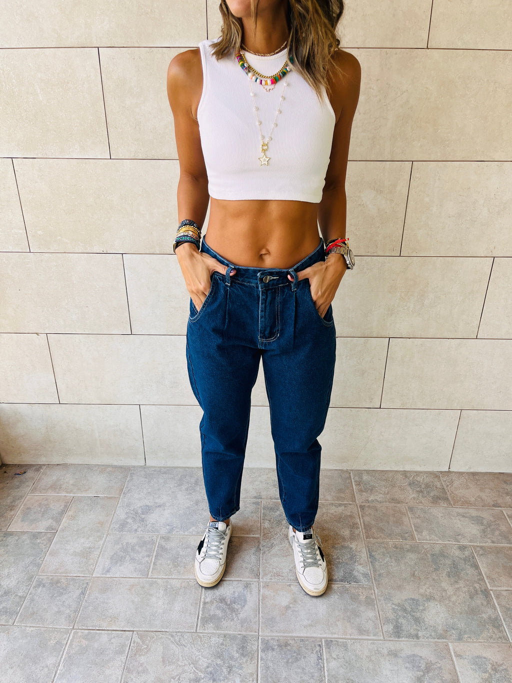 Dark Blue Mom Fit Jeans