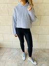 Grey Cropped Downtown Knit Hoodie