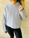 Grey Cropped Downtown Knit Hoodie