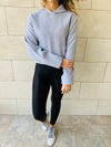 Grey Cropped Downtown Knit Hoodie