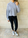 Grey Cropped Downtown Knit Hoodie