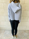 Grey Cropped Downtown Knit Hoodie