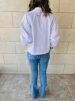 White Side Tie Short Shirt