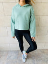 Mint Cropped Downtown Knit Hoodie