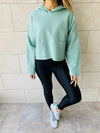 Mint Cropped Downtown Knit Hoodie