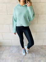 Mint Cropped Downtown Knit Hoodie