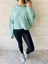 Mint Cropped Downtown Knit Hoodie