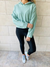 Mint Cropped Downtown Knit Hoodie