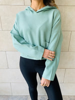 Mint Cropped Downtown Knit Hoodie