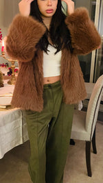 Camel Faux Fur Long Jacket