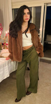 Camel Faux Fur Long Jacket