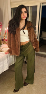 Camel Faux Fur Long Jacket