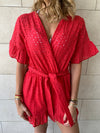 Red Anglaise Playsuit