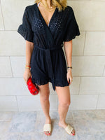 Black Anglaise Playsuit