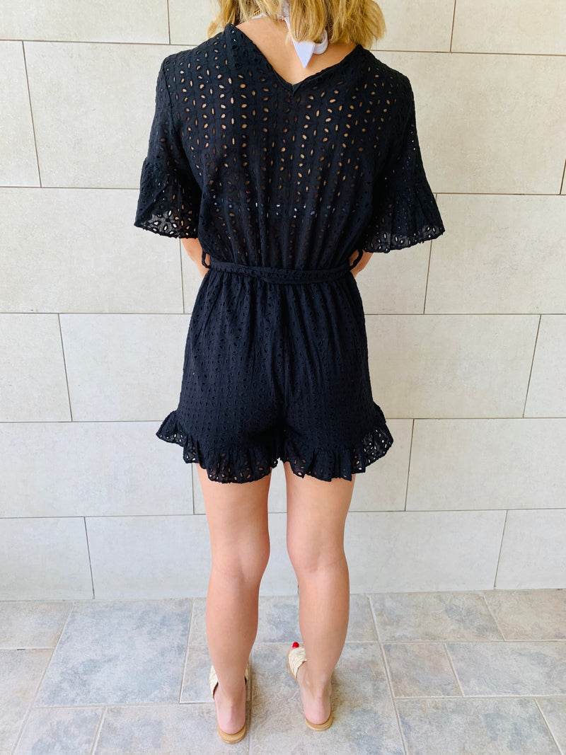 Black Anglaise Playsuit