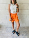 Orange Paperbag Linen Shorts