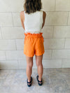 Orange Paperbag Linen Shorts