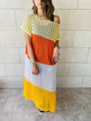 Orange & Yellow Color Block Crochet Dress