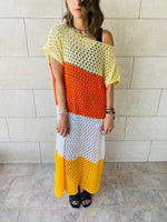 Orange & Yellow Color Block Crochet Dress