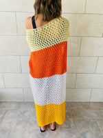 Orange & Yellow Color Block Crochet Dress