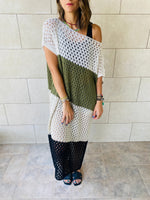 Olive & Black Color Block Crochet Dress