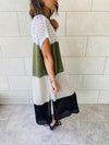 Olive & Black Color Block Crochet Dress