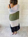 Olive & Black Color Block Crochet Dress