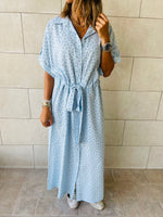 Baby Blue Printed Shirt Dress