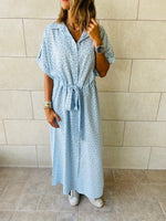 Baby Blue Printed Shirt Dress