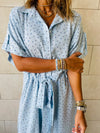 Baby Blue Printed Shirt Dress