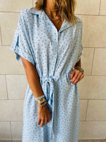 Baby Blue Printed Shirt Dress