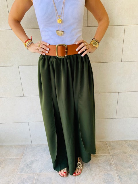 Olive Fold-Over Skirt