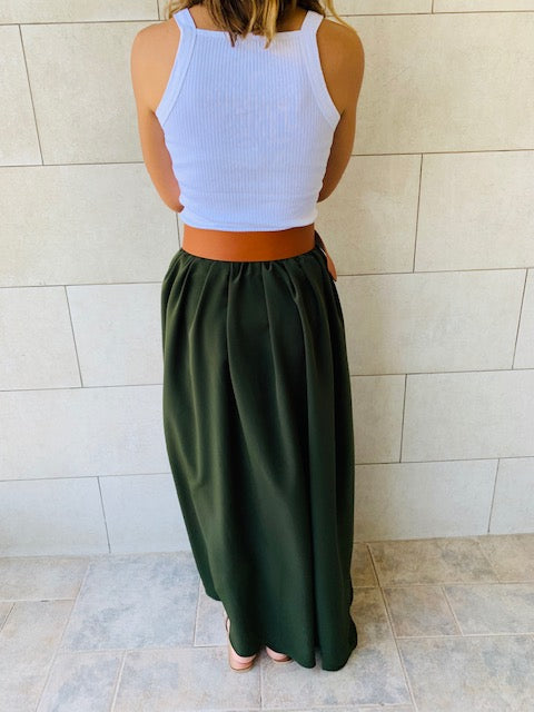 Olive Fold-Over Skirt