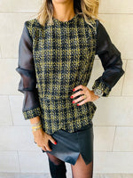 Yellow Coco Tweed Top