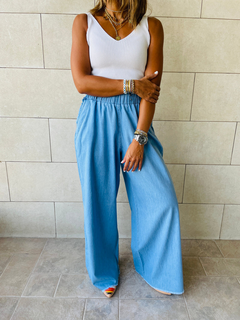 Denim Flare Pants