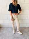 Beige Colored Mom Jeans