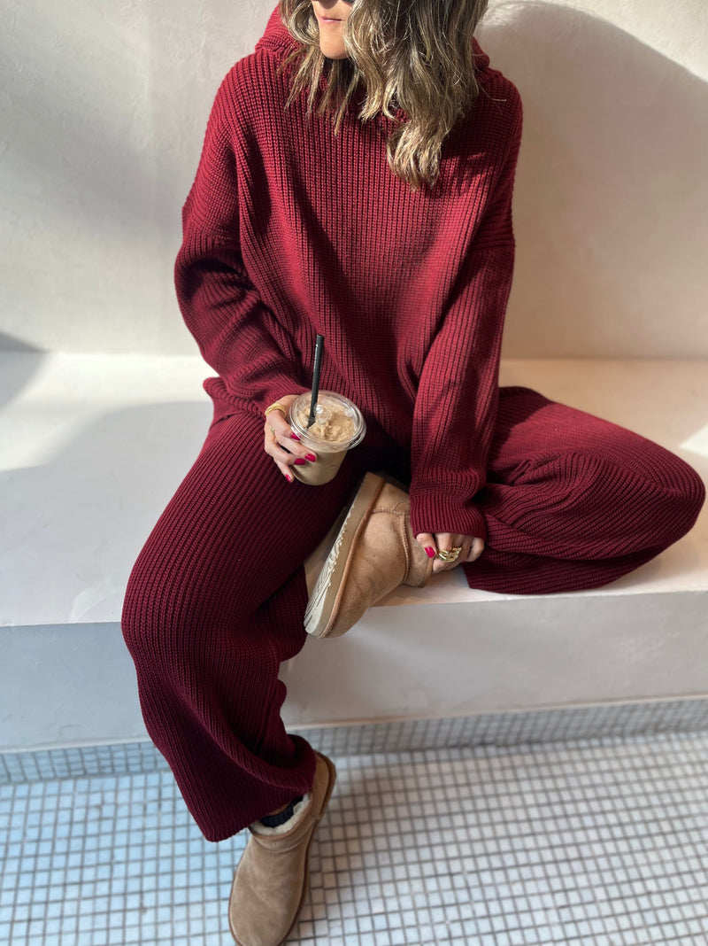 PREORDER Burgundy Knit Set