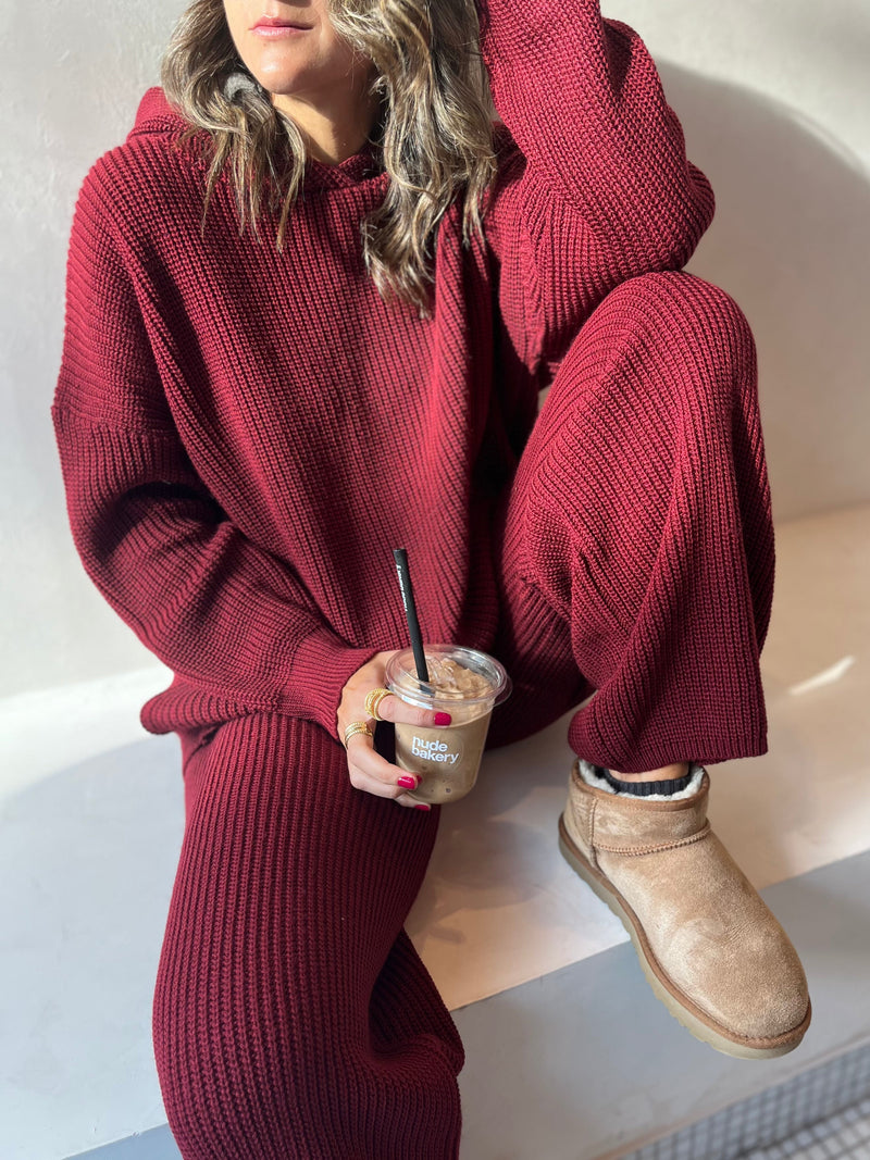 PREORDER Burgundy Knit Set