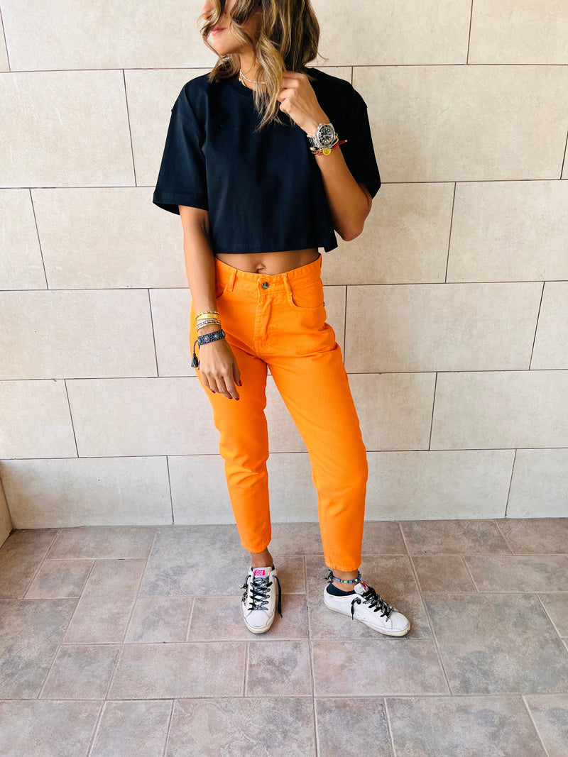 Orange Colored Mom Jeans