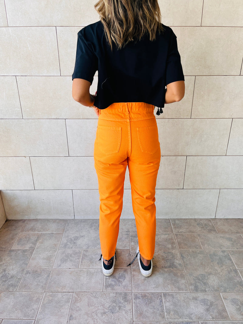 Orange Colored Mom Jeans