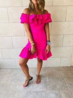 Fuchsia Snatch Linen Mini Dress